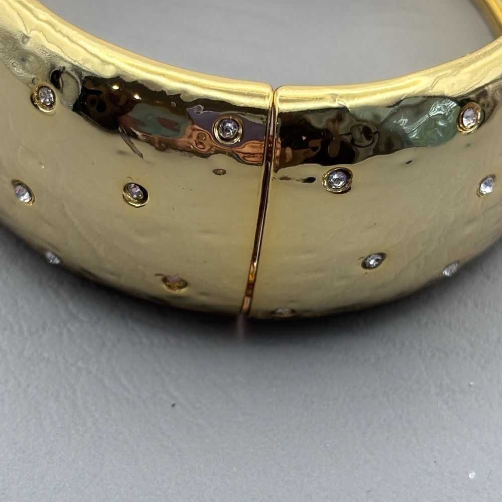 Talbots‎ Gold Tone Rhinestone Hinged Bracelet - Picture 7 of 13